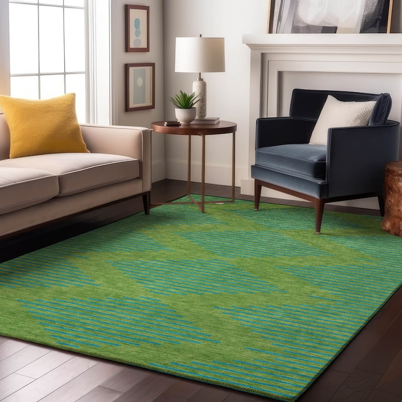 Premium Washable Super Soft Global Stripes Mayfield Rug - Green - 3' x 5'