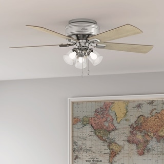 Hunter 52" Crestfield Low Profile Ceiling Fan with 3-Light LED Light Kit and Pull Chain - Casual, Farmhouse, Rustic