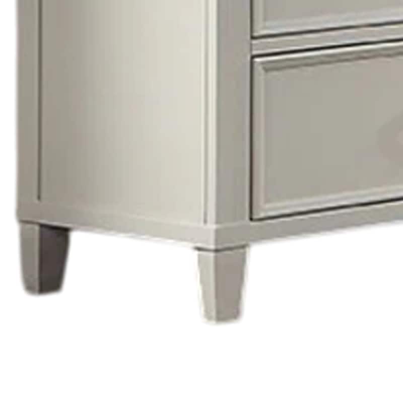Roly Wide Dresser with 6 Drawers, Chrome Hanging Handles, Gray Wood