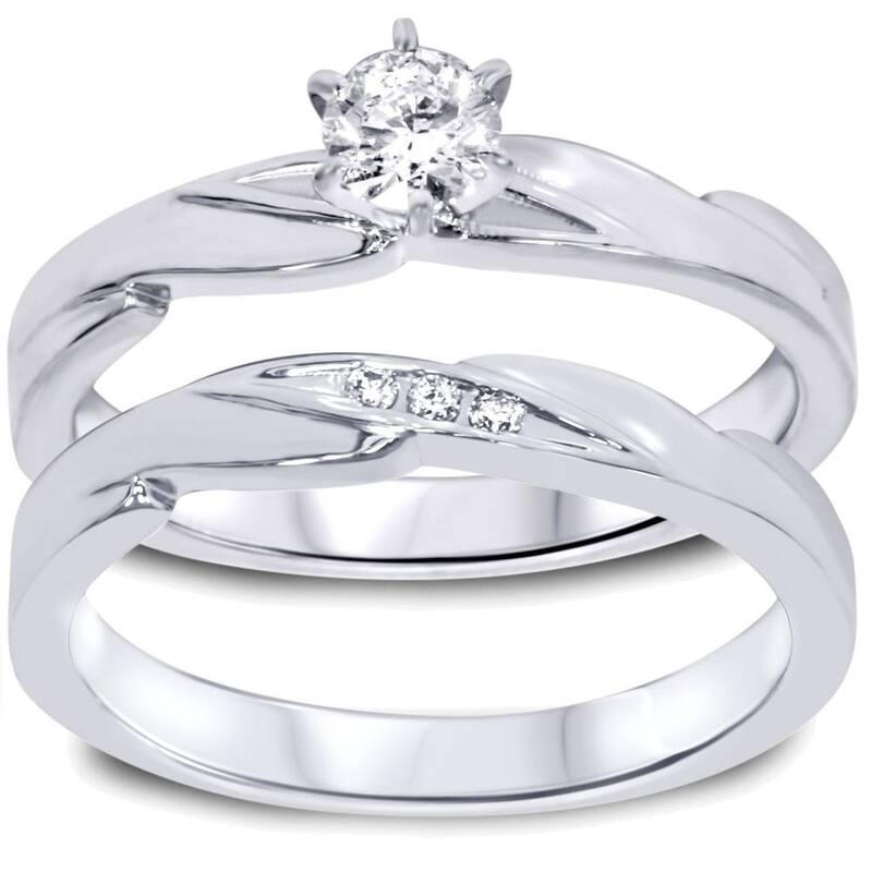1/4ct Diamond Engagement Wedding Ring Set White Gold