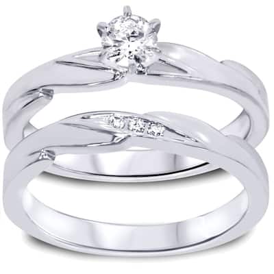 1/4ct Diamond Engagement Wedding Ring Set White Gold