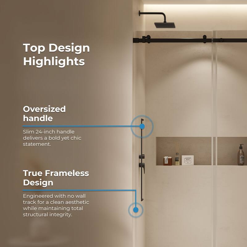 Selby Frameless Sliding Clear Alcove Shower Door