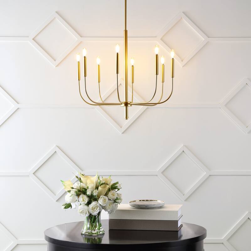 Collier 27.25" 8-Light Modern Mid-Century Iron LED Chandelier, by JONATHAN Y
