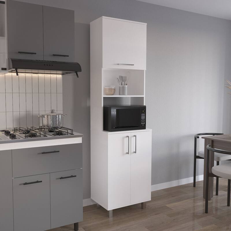 Bombona 80" High Double Cabinet Kitchen Pantry White - White