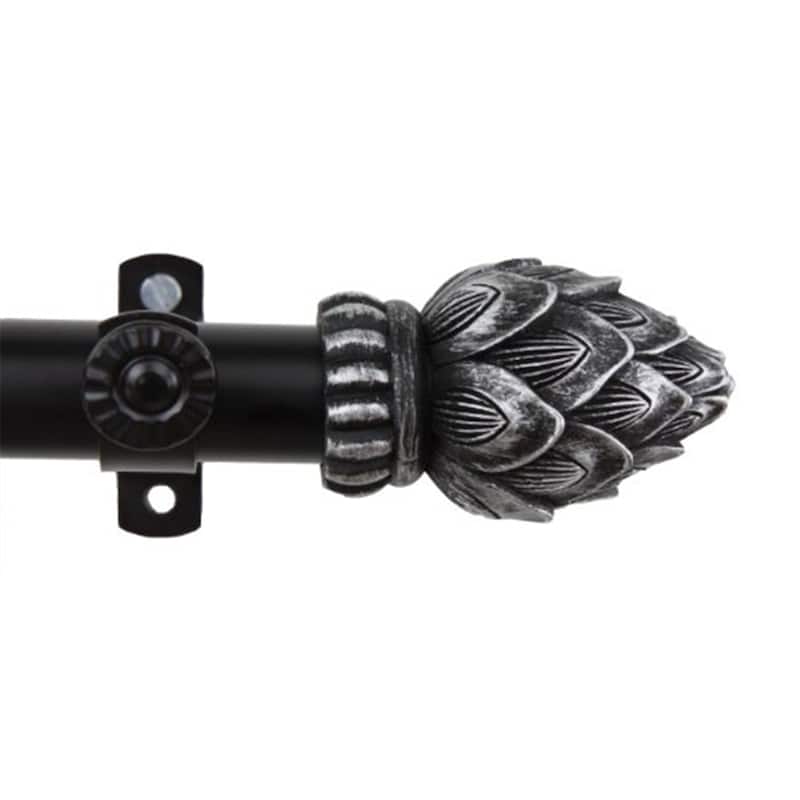 Black Curtain Rod 28-48 Inch - Metal Window Rod with Finials - Wall Mount Curtain Hardware - 48