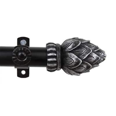 Decorative Window Curtain Rod - Tension Rod, Adjustable, Black Finish - Home Decor Hardware - 84