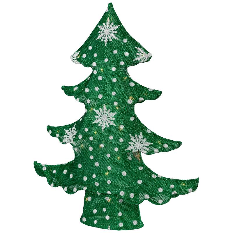 3D Lighted Christmas Tree Outdoor Decoration - 20" - Green and White - Clear Lights - 20