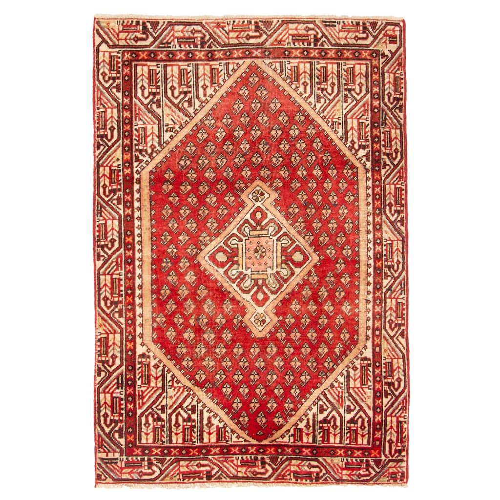 ECARPETGALLERY Hand-knotted Andelz Red Wool Rug - 3'3 x 4'11
