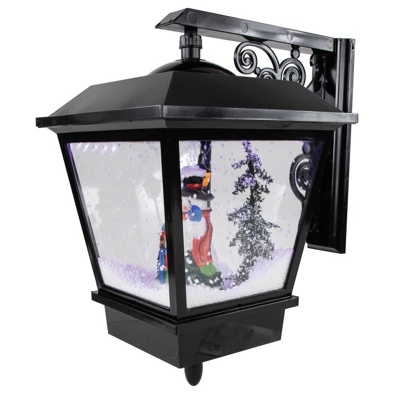 17.75" Lighted and Musical Wall Mounted Snowing Christmas Street Lamp