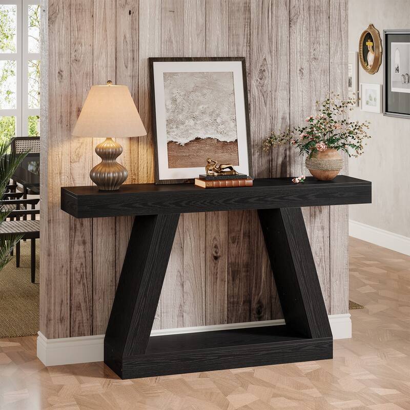 55 Inches Farmhouse Entryway Console Table with Storage