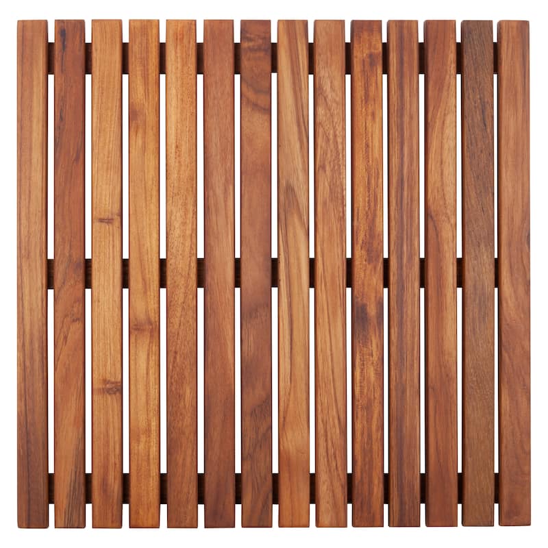 Nordic Style Teak Wood Shower and Bath Mat 19.6" x 19.6" - 19 x 19 x 1
