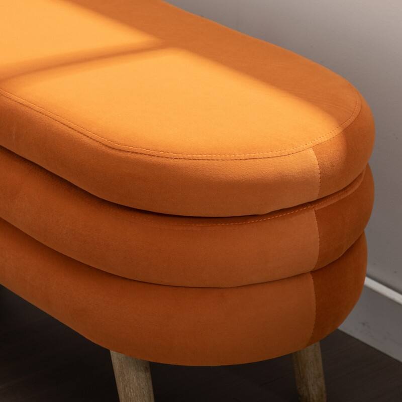 44.88" Seat Widths Soft Velvet Storage Ottoman Footrest Stool