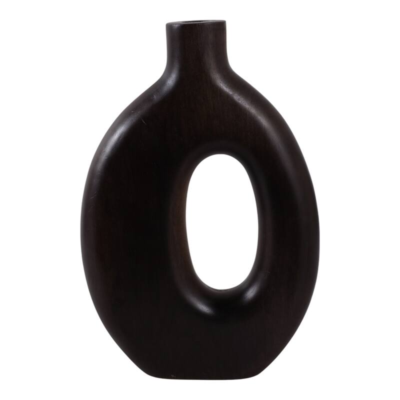 Mango Wood Modern Vase with Round Cutout Silhouette Minimalist Design