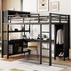 preview thumbnail 28 of 50, All-in-One Metal Loft Bed with L-Shaped Desk & Wardrobe, Bedrooms Bed Frame with Storage Cubes, Shelves, Full-Length Guardrails