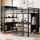 preview thumbnail 8 of 18, Metal Heavy Duty Full Loft Bed with Wardrobe, L-Shaped Desk, Storage Cubes and Shelves