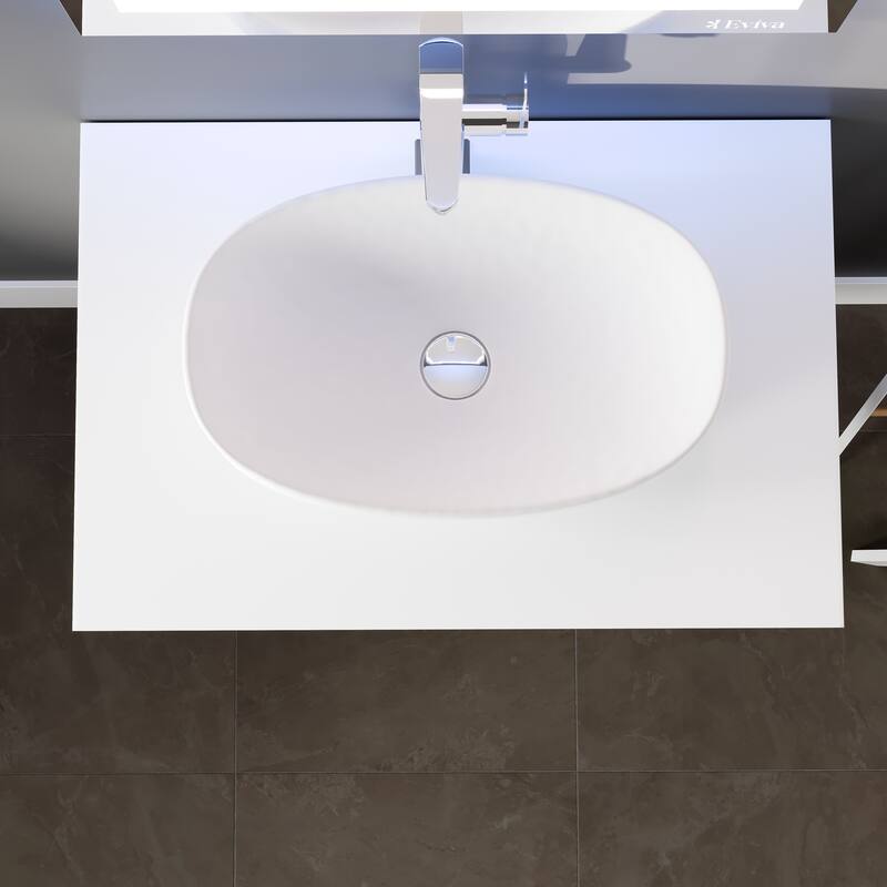 Eviva Santa Monica 30" Gray Wall Mount Bath Vanity with Acrylic Vessel Sink