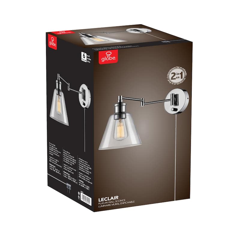 Globe Electric LeClair Single Light 7 Inch Wide Plug In Wall Sconce