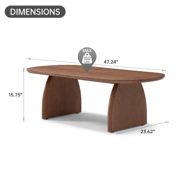 Oval Wood Veneer Coffee Table with Curved Base - Bed Bath & Beyond ...