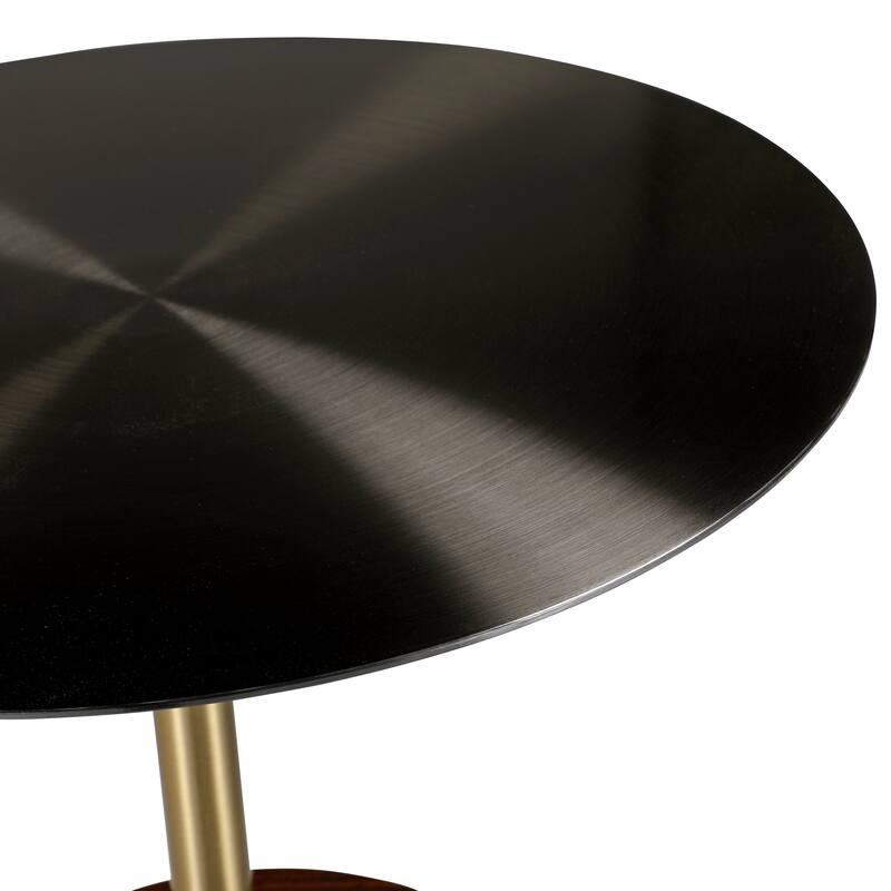 40-Inch Round Side Table in Stainless-Steel with Pedestal Base Accent End Table Malta Series