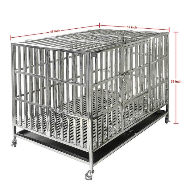 dimension image slide 0 of 4, confote 37"/42"/48" Stainless Steel Dog Cage Crate Kennel