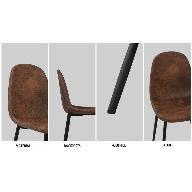 Modern Style 5-Piece Dining Set with Rectangular Wooden Kitchen Table and 4 Round Corner Suede Dining Chairs