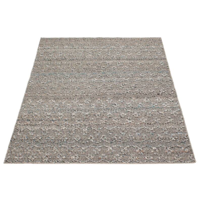 ECARPETGALLERY Braid weave Sienna Grey Wool Rug - 5'3 x 7'6