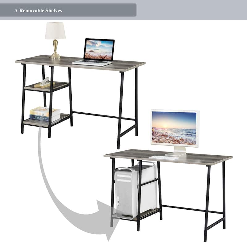 Convenience Concepts Designs2Go Trestle Wood Metal Desk with Removable Shelves