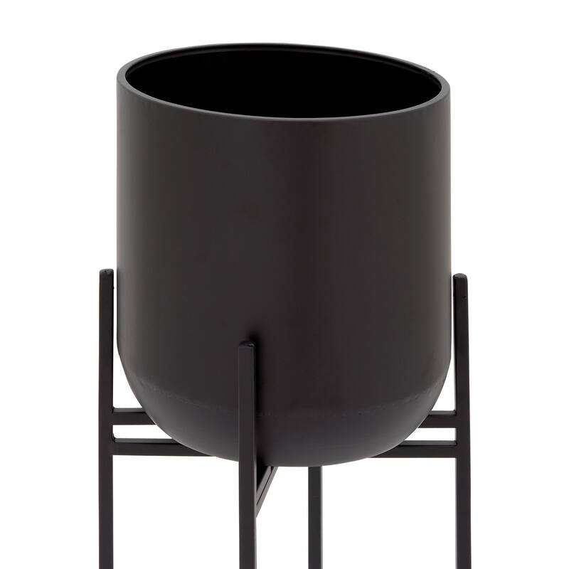 Metal Indoor Outdoor Planter with Removable Stand - Black - Roche River Decor
