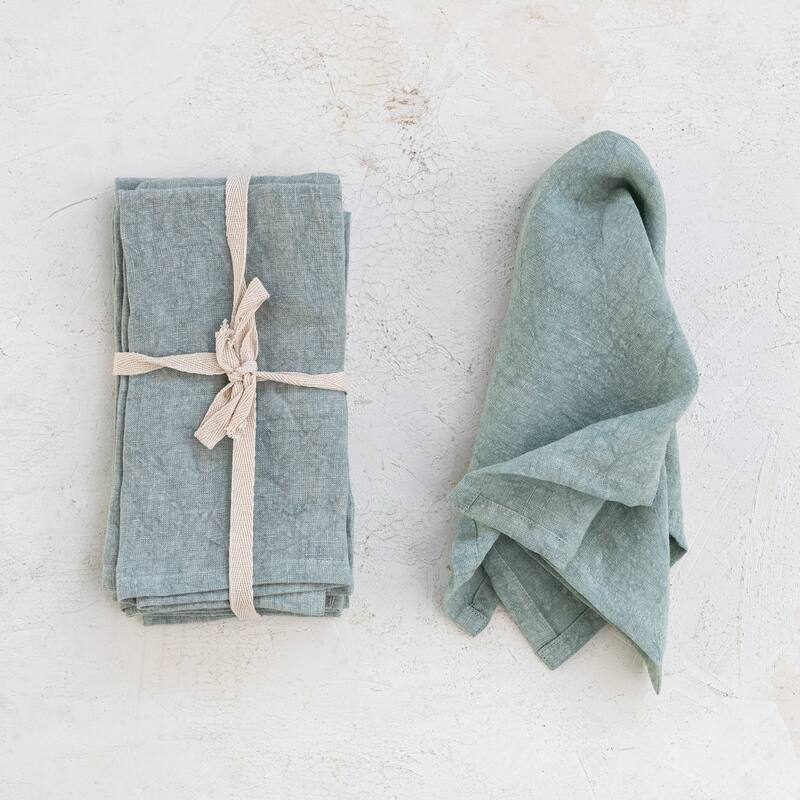 Stonewashed Linen Dinner Napkins - Mint