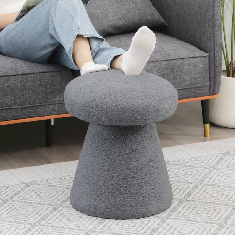 Adeco Mushroom Ottoman Large Soft Foot Stool for Living Room Bedroom
