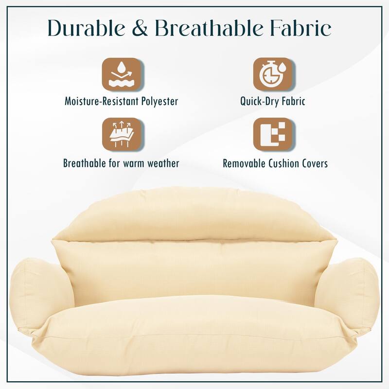 Egg Double Seat Cotton-filled Soft Swing Chair Cushion with Removable Cover, Weather-Resistant and Zipper for Indoor Outdoor