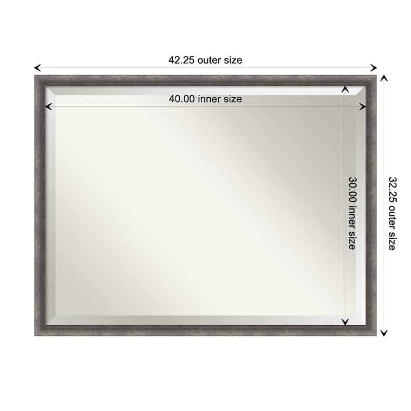 Burnished Concrete Narrow Beveled Wood Framed Wall Mirror - Burnished Concrete Narrow - Glass Size 40x30