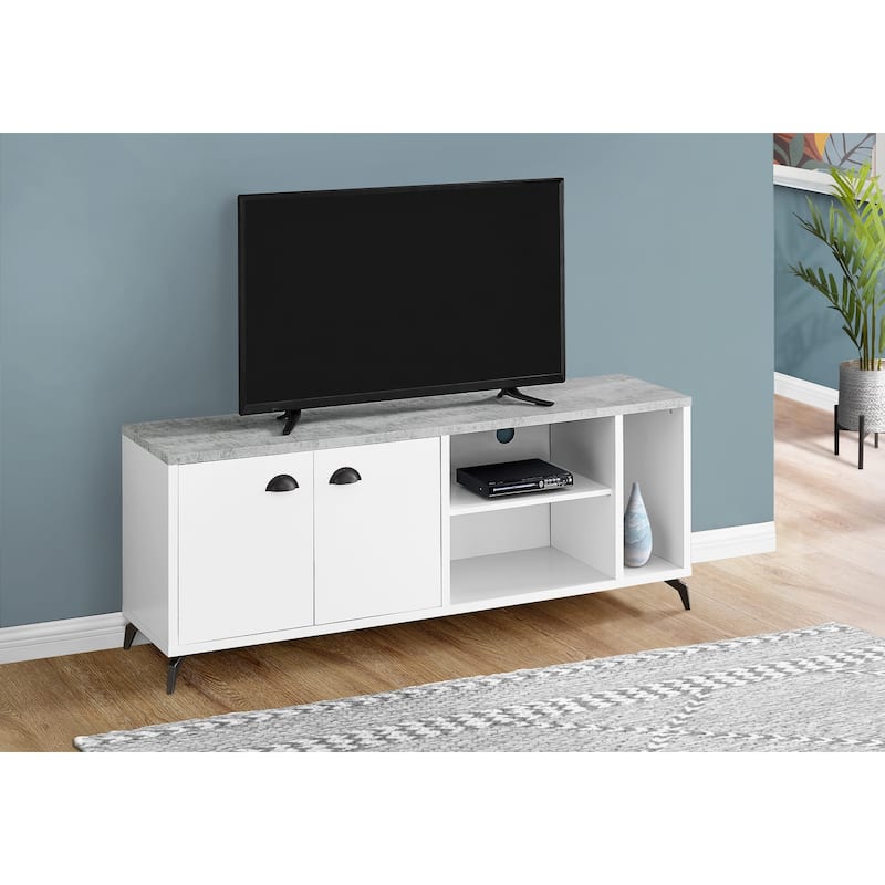 Tv Stand, 48 Inch, Console, Media Entertainment Center, Storage Cabinet - White