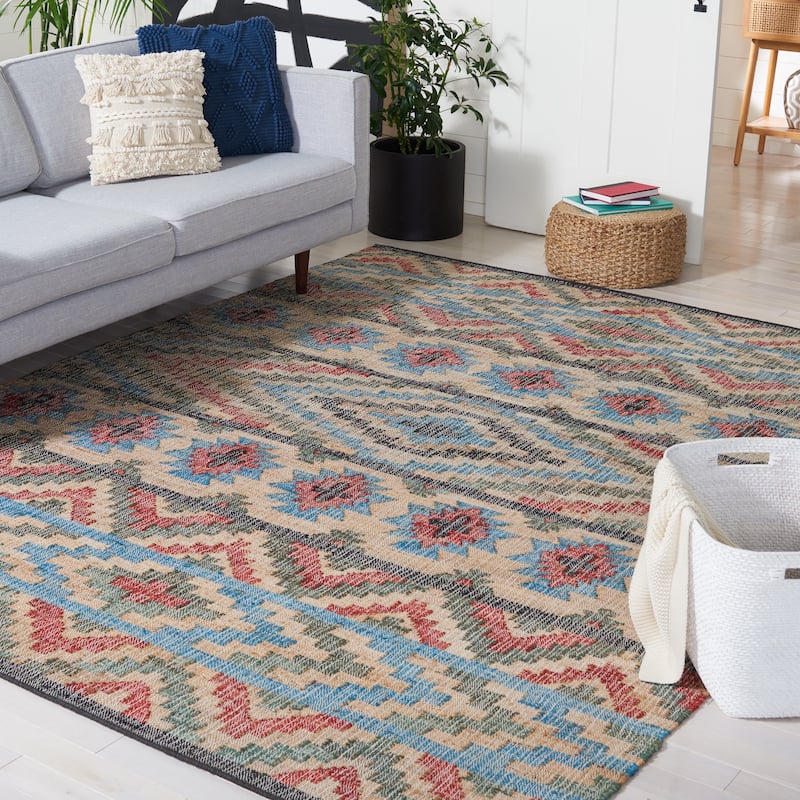 SAFAVIEH Flatweave Kilim Roser Jute Rug - 8' x 10' - Natural/Red