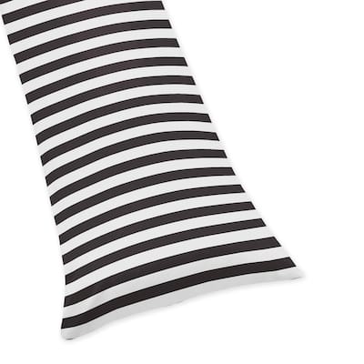 Sweet Jojo Designs Black and White Stripe Print Body Pillow Case for the Paris Collection