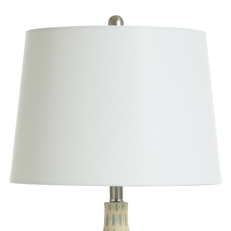 StyleCraft Marissa Table Lamp - Blue, Cream Finish - White Tapered Shade