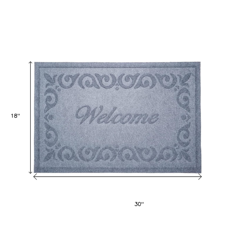 HomeRoots 18" X 30" Gray Scrollwork Border Welcome Outdoor Polypropylene Door Mat - 18' X '30