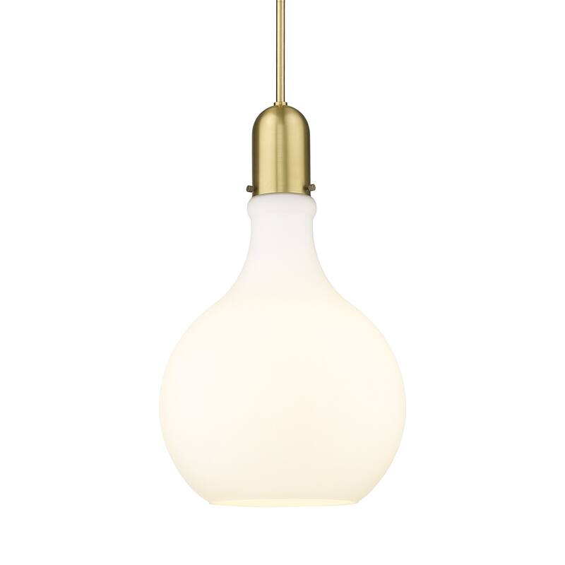 Innovations Lighting 492-1S-23-14 Amherst Pendant Amherst 14" Wide - Satin Gold / Matte White