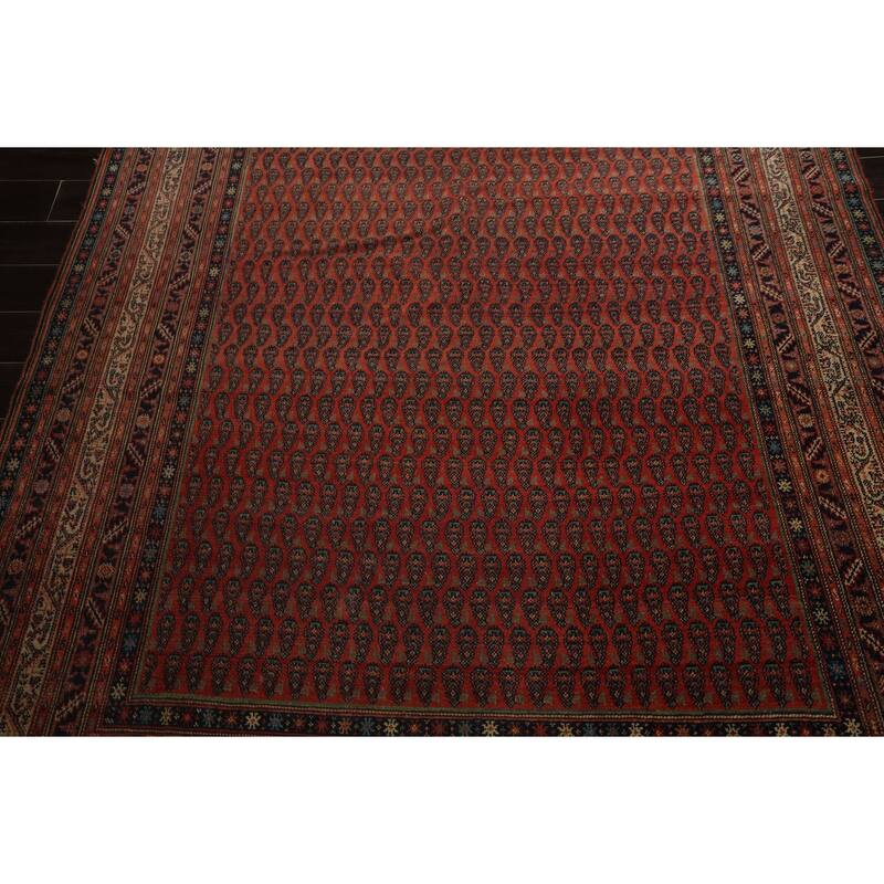 6'11''x15'9'' Hand Knotted Wool Antique Rose Paisley Rug - 6' 11'' x 15' 9''
