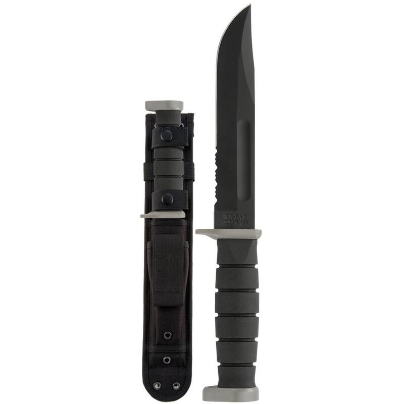 KA-BAR D2 Extreme Partially Serrated Knife w/ Nylon Sheath- Black