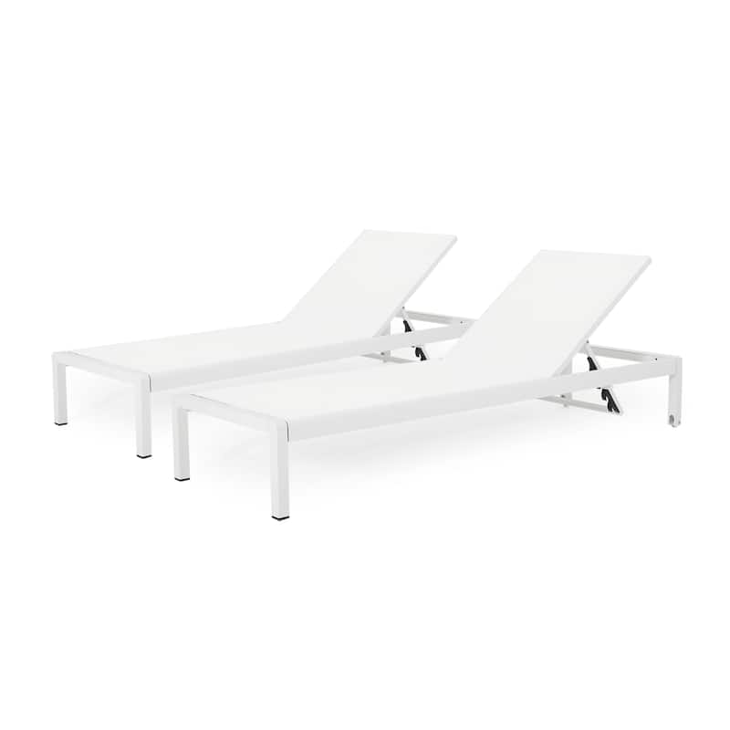 Cape Coral Outdoor Aluminum Chaise Lounge (Set of 2) by Christopher Knight Home - White