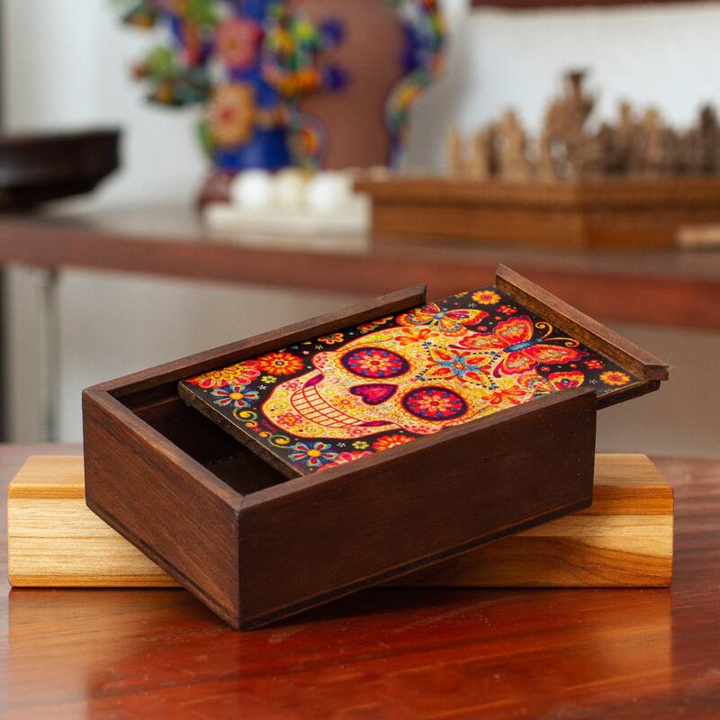 Novica Handmade Skull Of The Beloved Decoupage Wood Box