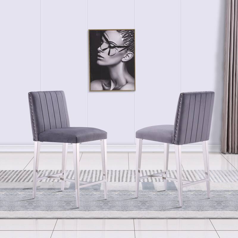 Counter Height Bar Stools Luxury Island Counter Bar Stool Chairs Kitchen Counter-Height Stool with Gold Stainless Steel Legs