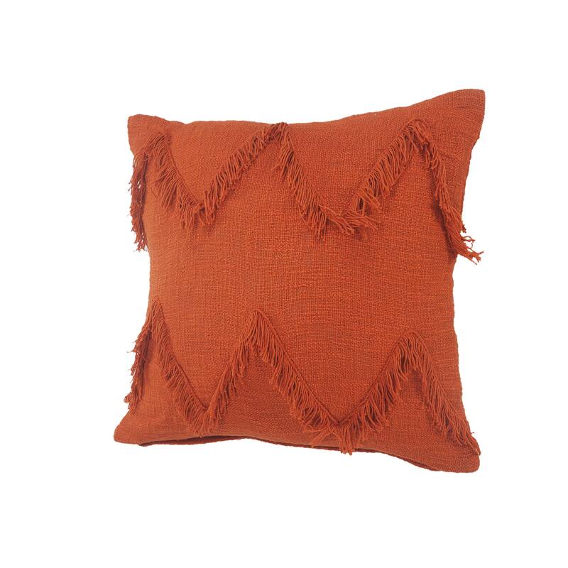 HomeRoots 20" X 20" Cinnamon Orange 100% Cotton Zippered Pillow
