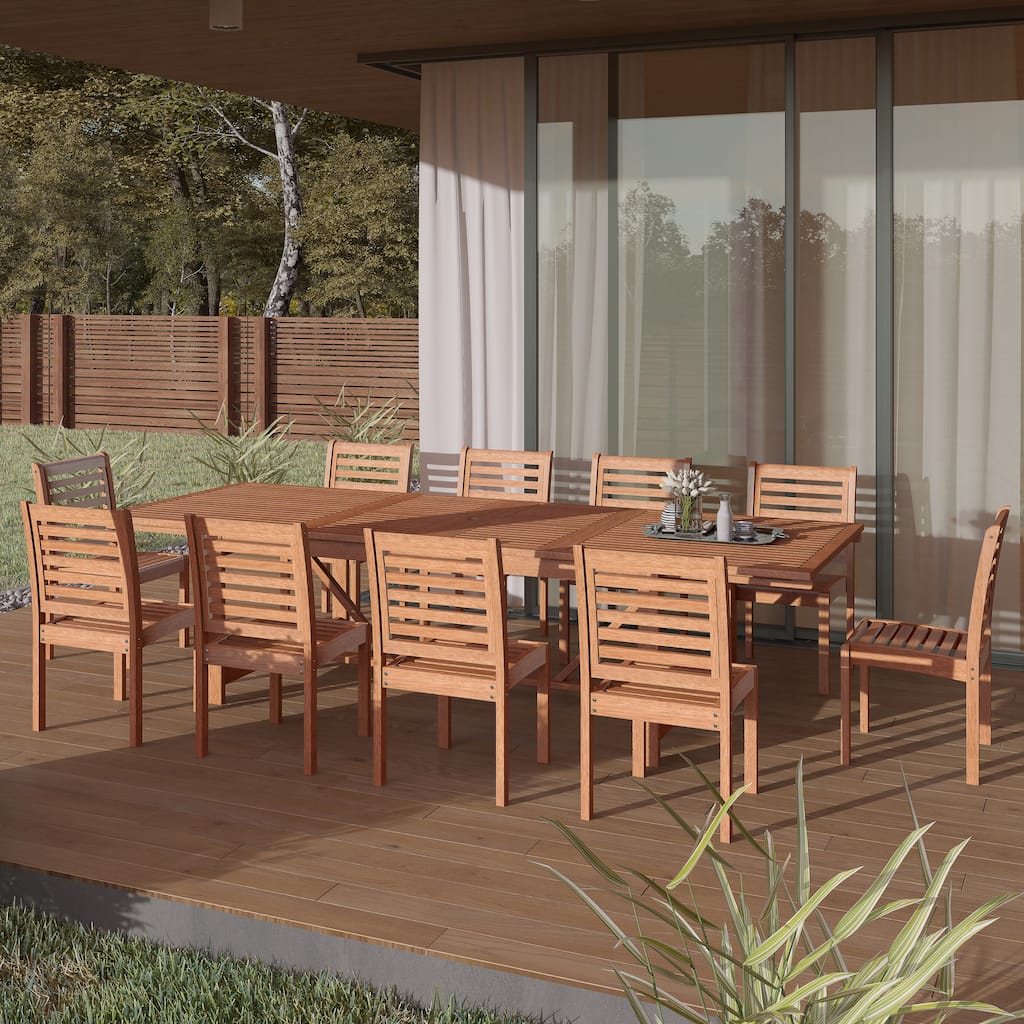 Amazonia Nadia FSC Certified Wood Outdoor Patio Extendable Dining Set
