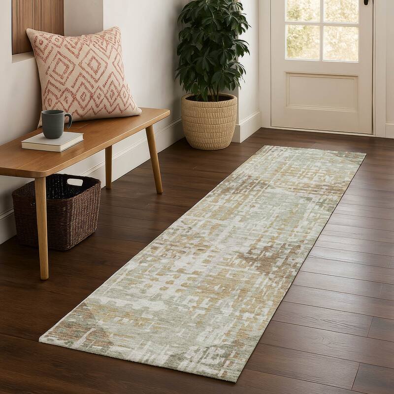 Premium Washable Super Soft Modern Diamonds Mayfield Rug - Aloe - 2'3" x 7'6"