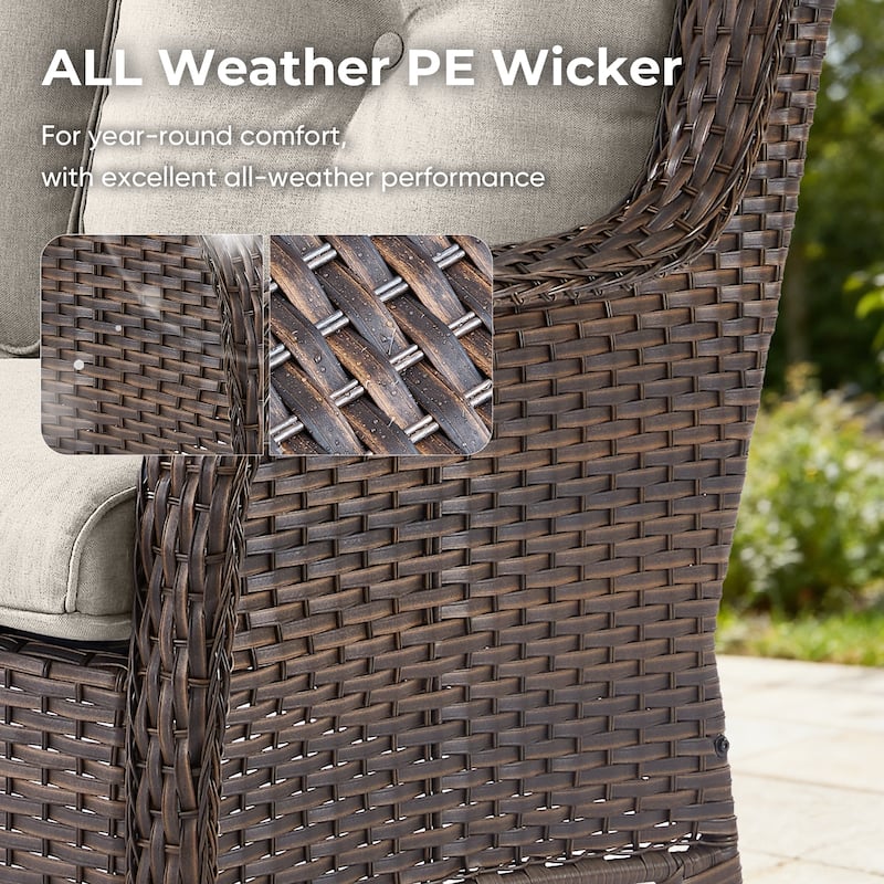 Pocassy Outdoor Patio Wciker Sofa Furniture Set of Chair Table.