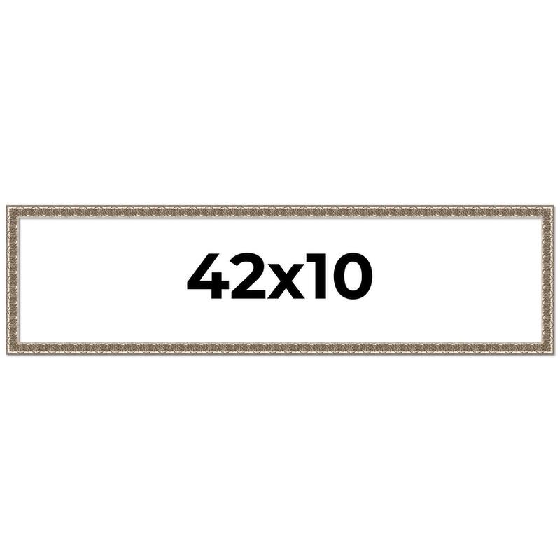 42x10 Frame Silver Versailles Ornate Solid Wood Picture Frame | 1 Inch