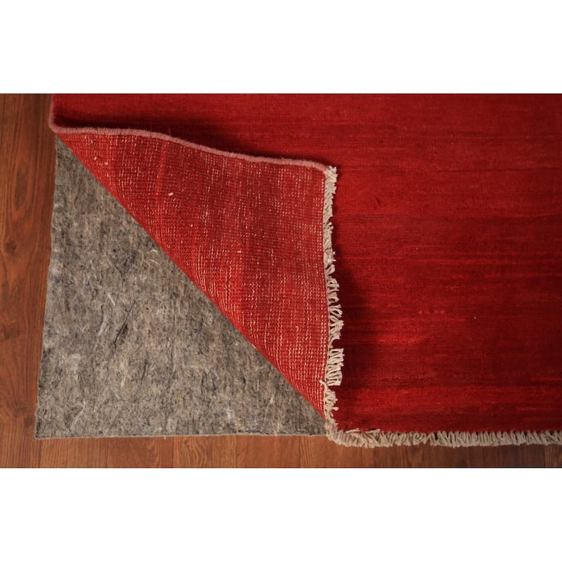 Red Modern Gabbeh Oriental Area Rug Handmade Wool Carpet - 6'8" x 9'9"