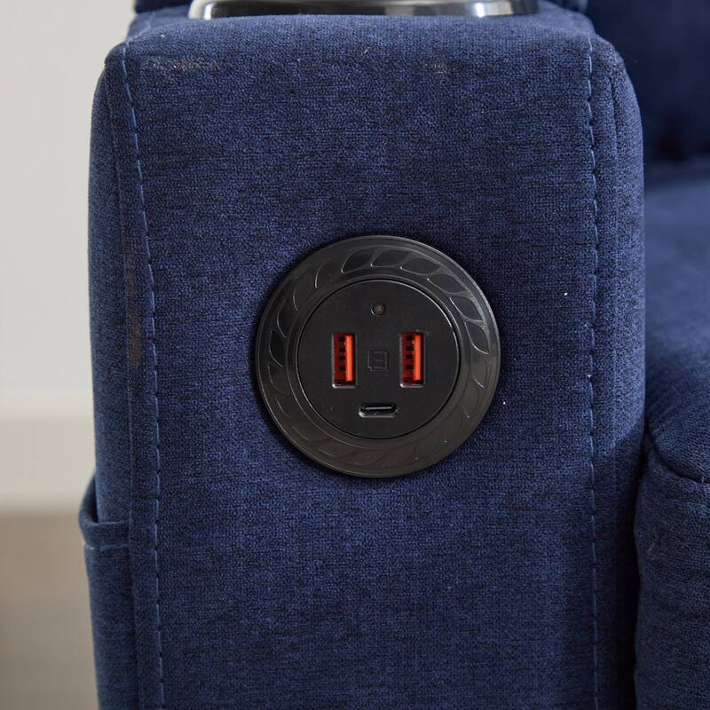 78" Fabric L-Shaped Sectional Sofa with USB, Ottoman & Magazine Bags (3-Seater)